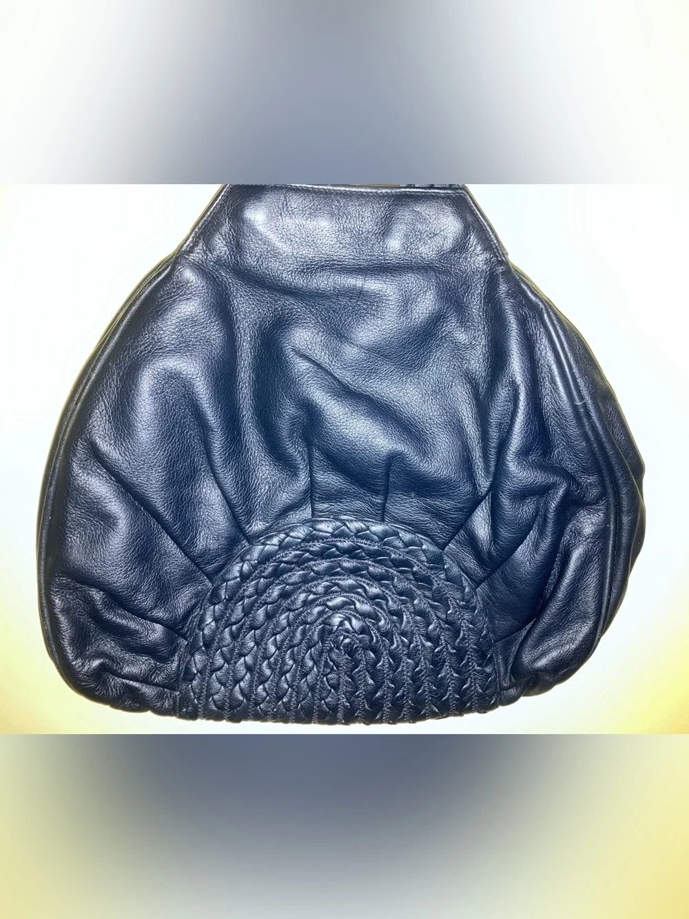Braccialini vintage Italian leather bag handbag purse blue unique shape braided
